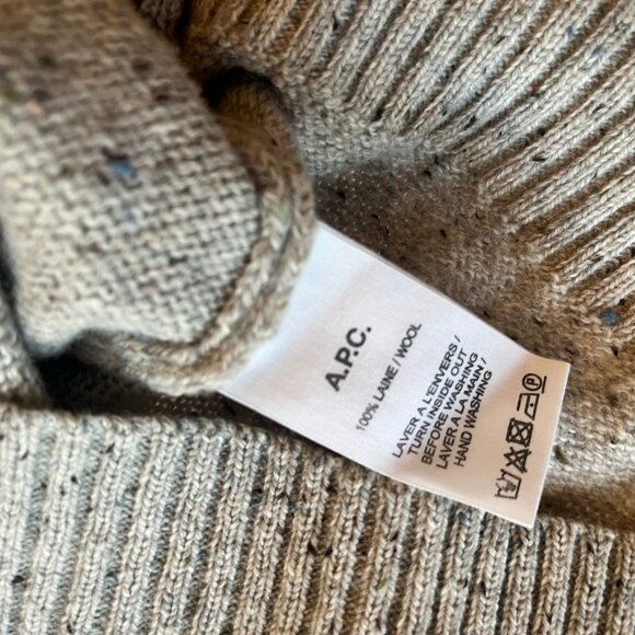 APC Marled light grey 100% wool crew neck sweater Size Small - Picture 5 of 6
